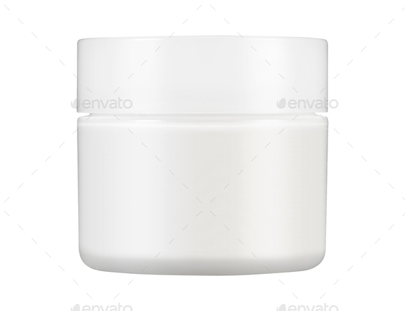 White Matte Glass Doublewall Jar With Plastic Lid Stock Photo by